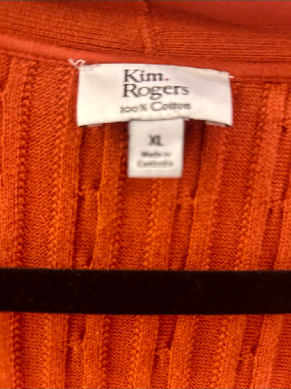 Kim Rogers Rust Orange Open-Front Ribbed Cardigan - Picture 2 of 2